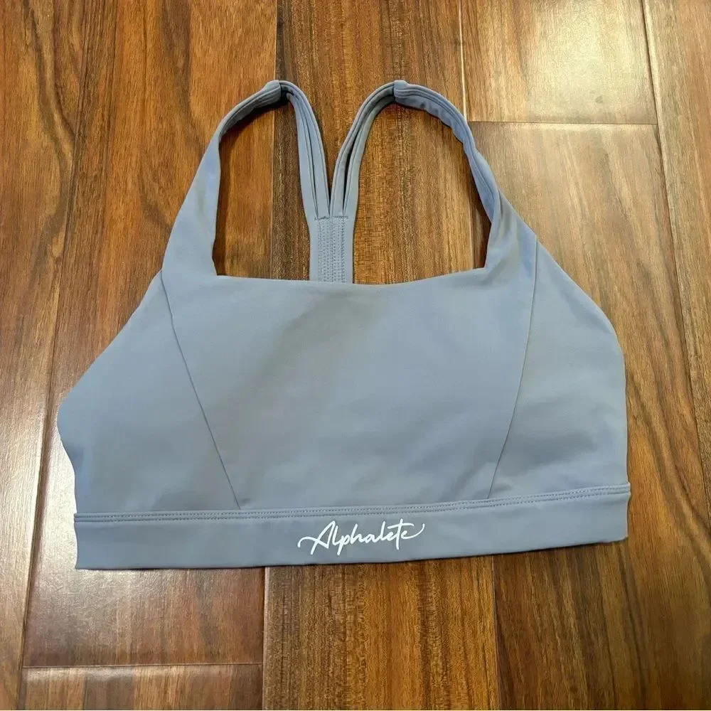 Alphalete grey strappy back sports bra